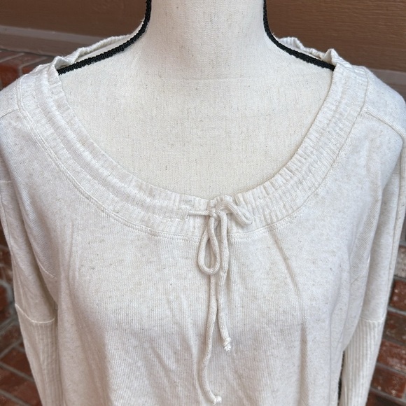 NWT Calme by Johnny Was Tunnel Drawstring Cropped Sweater in Ecru - Picture 2 of 7